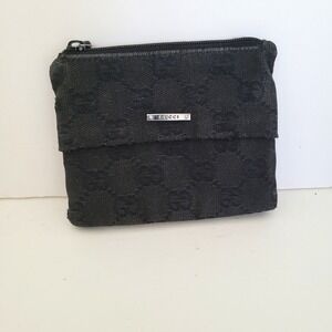 Gucci GG Monogram Canvas Coin Pouch Black Zip Wallet 115257 467891